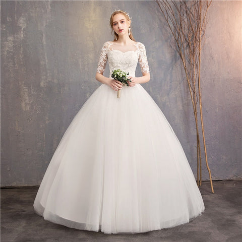 Wedding Dress Cheap Half Cap Sleeve Princess Illusion Wedding Dresses Can Custom Made Vestido De Noiva