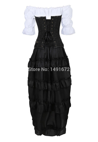 Pbong mid size graduation outfit romantic style teen swag clean girl ideas 90s latina aestheticSteampunk Women Skirts Gothic Irregular Shirring Pleated Party Maxi Long Skirt High Low Costumes Punk Sexy Corset Plus Size Red