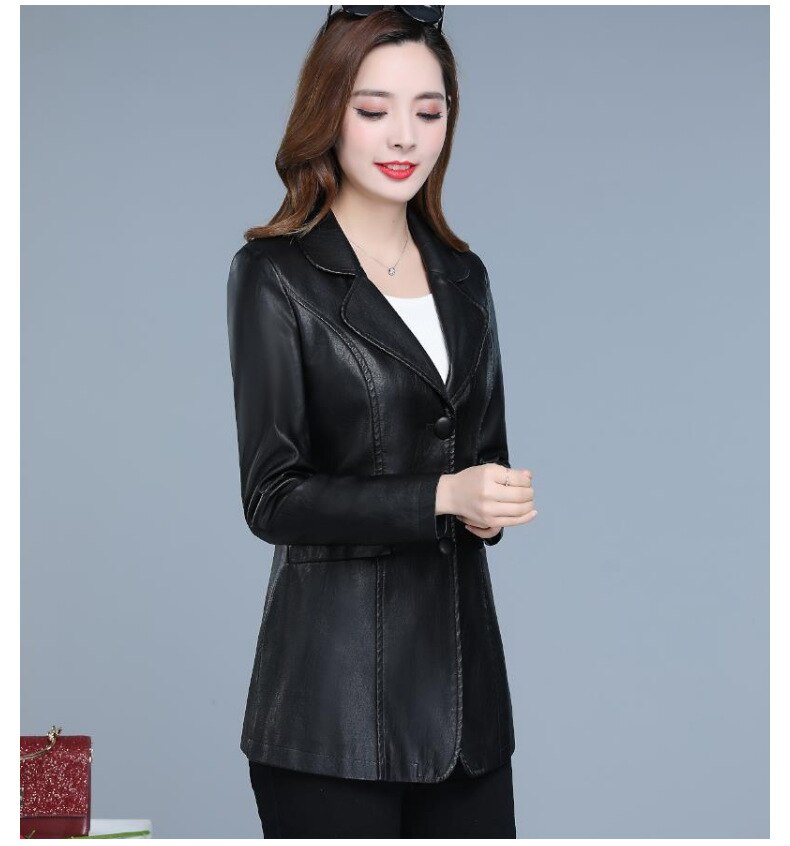 Faux leather Coat Autumn Women Black Wine Red XL-6XL plus Size Korean Temperament Jacket Long Sleeve Short Fashion Jacket JD307