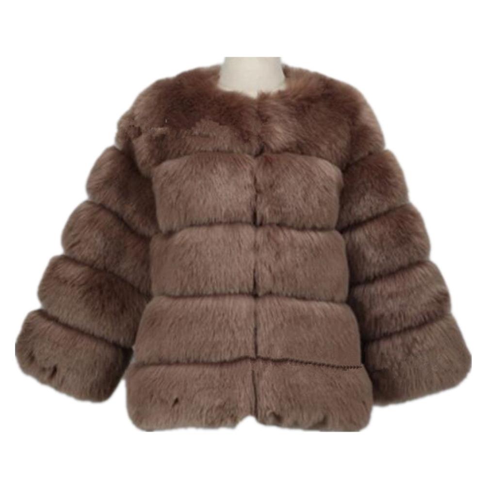 Lisa Colly New High Imitation Long Sleeves Short Fox Fur Coat Jacket Warm Winter Coat Outwear Faux Fur Coat Overcoat Furs coat