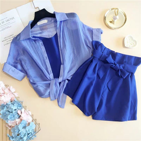 Pbong mid size graduation outfit romantic style teen swag clean girl ideas 90s latina aestheticNew Summer  Casual Three Piece Sets Women Turn-down Collar Tops And Vest And  Wide Leg Shorts Pants Female Suit Outfits