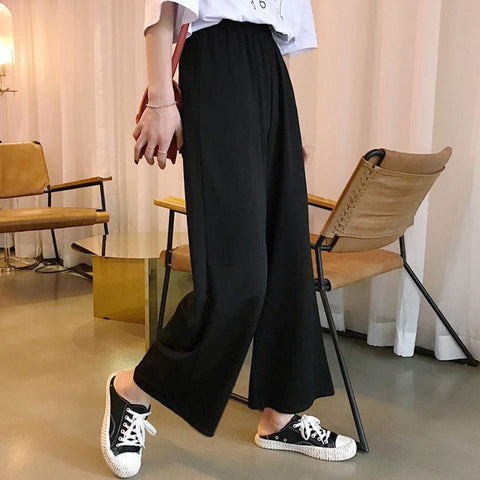 Pants Women Comfortable Loose Breathable Students Korean Style Casual Elegant Wide Leg High Elastic Waist Trendy Womens Trousers