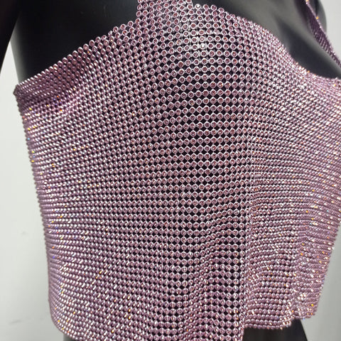 Pbong  mid size graduation outfit romantic style teen swag clean girl ideas 90s latina aesthetic freaknik tomboy swaggy going out  Glitter Nightclub Backless Rhinestone Tank Top Women Sexy Metal Crystal Diamonds Sequined Night Club Party Wear Crop Top