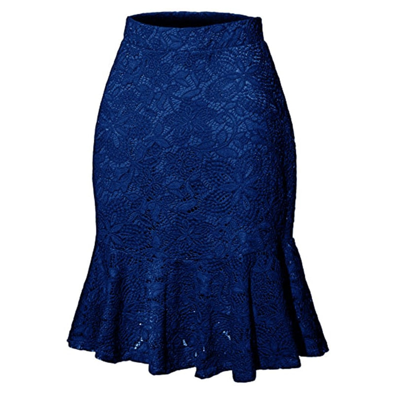 Pbong  mid size graduation outfit romantic style teen swag clean girl ideas 90s latina aestheticWoman Skirts Mini Mermaid Skirt High Waist Slim Fit Elegant Skirts Summer Office Bottoms Fishtail Knee-length Woemn Lace Skirt