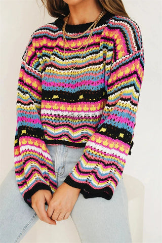 Colorful Chunky Crochet Sweaters women knitted sweater jumper winter fashion SWEATER pullover hollow out sweater