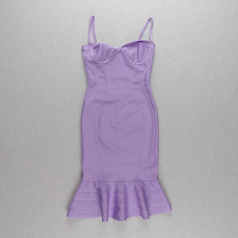 Pbong High Quality Pink Yellow Knee Length Rayon Bandage Dress Evening Party Elegant Dress