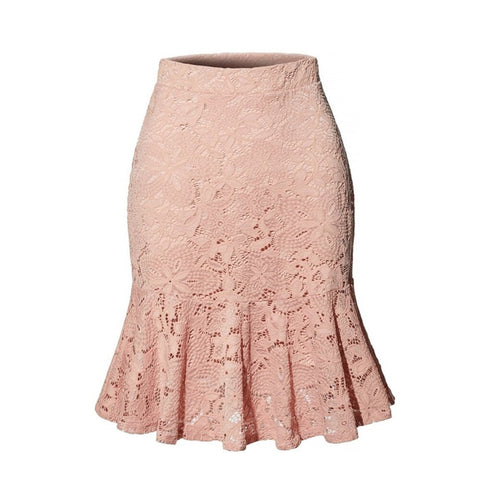 Pbong  mid size graduation outfit romantic style teen swag clean girl ideas 90s latina aestheticWoman Skirts Mini Mermaid Skirt High Waist Slim Fit Elegant Skirts Summer Office Bottoms Fishtail Knee-length Woemn Lace Skirt