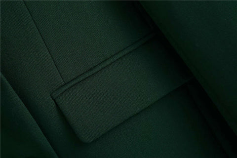 Woman Elegant Dark Green Straight Blazer Suits Autumn Female Solid Basic Matching Set Ladies Medium Waisted Pants Suit