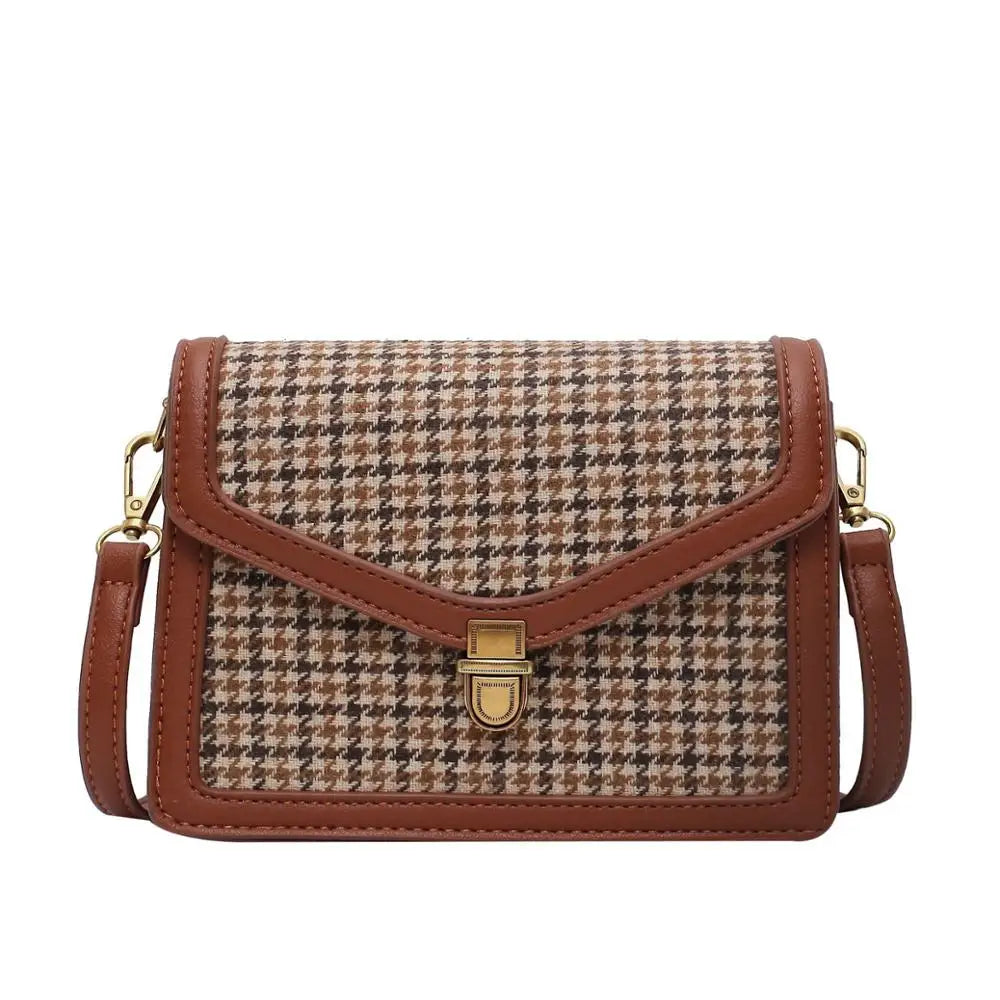 Plaid PU Leather Crossbody Bags For Women Luxury Vintage Shoulder Messenger Small Bag Female Trend Travel Handbags Purse