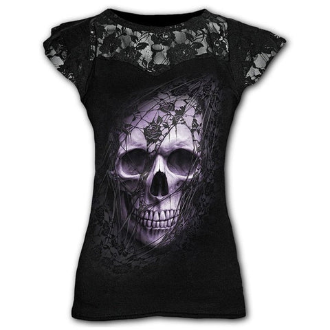 Pbong mid size graduation outfit romantic style teen swag clean girl ideas 90s latina aestheticNew Slim Goth S-5XL Graphic Lace T Shirts for Women Gothic Flower Skull Clothing Punk Tees Ladies Y2k Tops Summer Tshirt