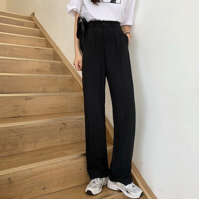 Spring Long Pants For Women High Waist Summer Fashion Elegant Casual Office Lady Straight Trouser