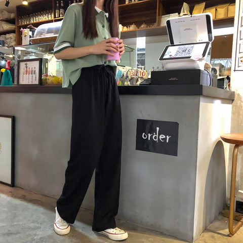 Women Pants Trousers Solid Simple All-match Harajuku Korean Chic Fashion HOT Leisure Straight Soft Comfortable High Waist Womens