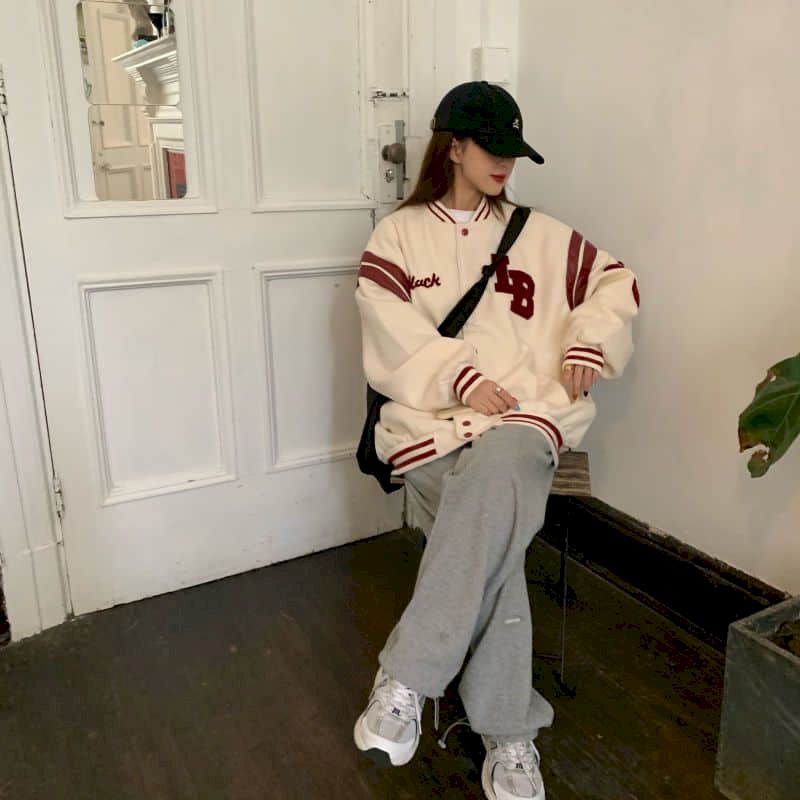 Jacket Women Jackets Oversized Baseball Punk Clothes Autumn/winter New Clothes Korean Students Thickened Plus Velvet Sweatshirt