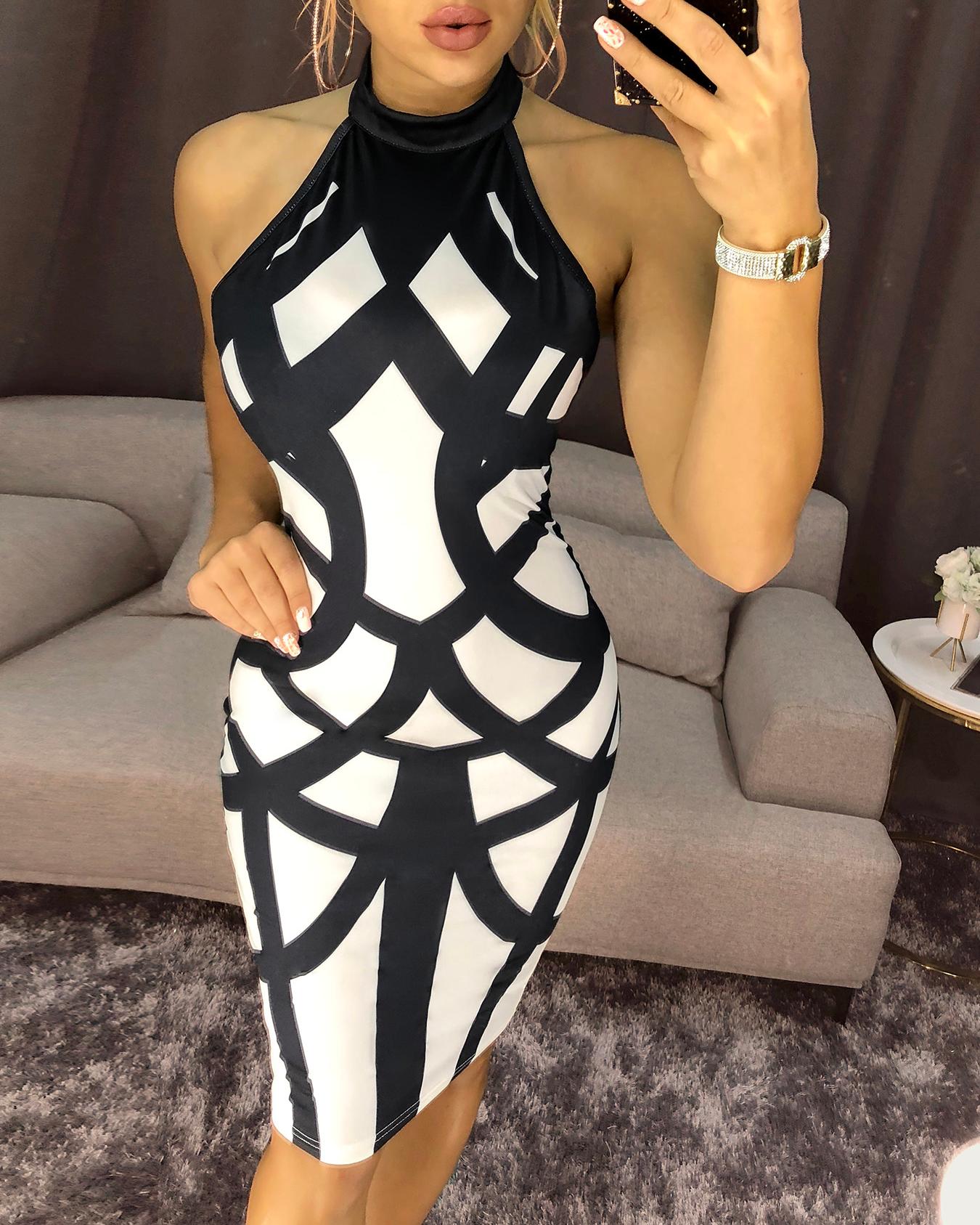 Women Fashion Summer Spring Halter Bandage Backless Bodycon Dress Sleeveless Mini Sexy Party Dress