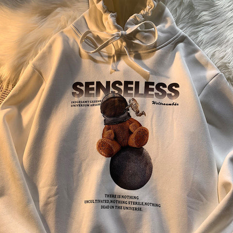Harajuku cartoon print oversized hoodie women's trend all-match pullover American casual jacket men's sweatshirt womens tops