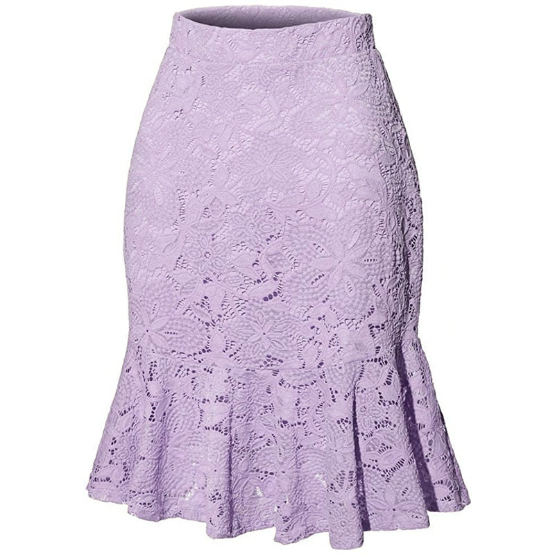 Pbong  mid size graduation outfit romantic style teen swag clean girl ideas 90s latina aestheticWoman Skirts Mini Mermaid Skirt High Waist Slim Fit Elegant Skirts Summer Office Bottoms Fishtail Knee-length Woemn Lace Skirt