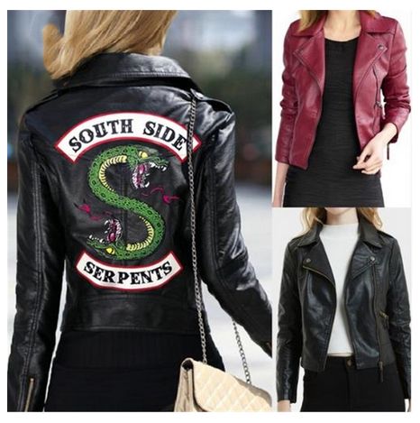 Pbong  New Spring Riverdale jackets Women Riverdale Southside Serpent Zipper PU Jacket Girls Coats Slim fit Jacket Outwear Clothes