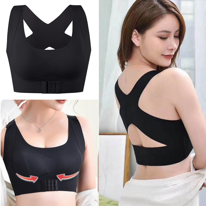 Women Bra Posture Corrector Bralette Front Closure Bras Fitness Vest Push Up Bra Female Brassiere Underwear Cross Back Tank Tops