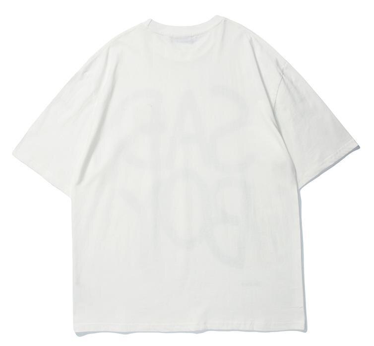 Hip Hop Street Letter Smiley T-shirt Loose Casual Top Korean Short Sleeve T-shirt Men's Letter Print Oversized Women's T-shirt