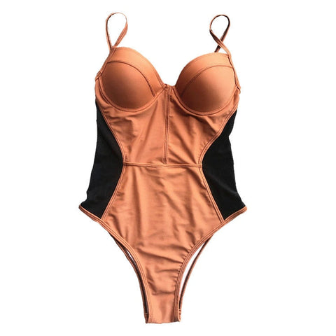 Summer Side Mesh Bathing Swimming Suit For Women One Piece Swimsuit Women Underwire Push Up Swimwear High Waist