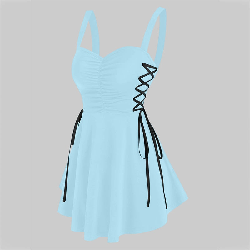 Pbong  mid size graduation outfit romantic style teen swag clean girl ideas 90s latina aestheticSummer Sexy Dress Women Open Back and Thin Temperament Sling Fashion Solid Color Drawstring High Waist V-neck Dresses