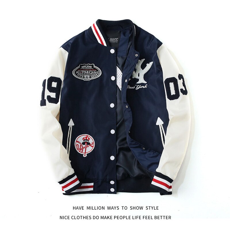 MLBNY Embroidery Unisex Couple Baseball Jacket Women's Coat Men's Pilot Uniform Spring&Autumn Boyfriend Style