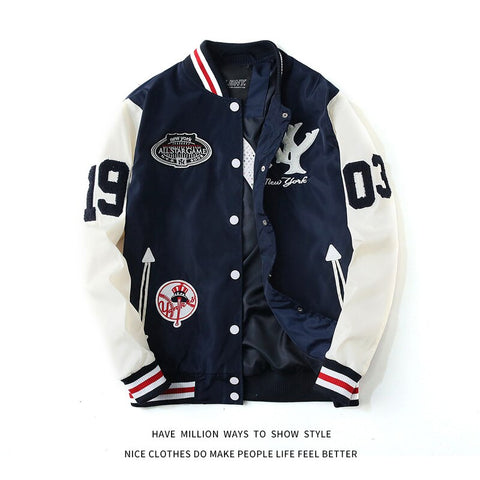 MLBNY Embroidery Unisex Couple Baseball Jacket Women's Coat Men's Pilot Uniform Spring&Autumn Boyfriend Style