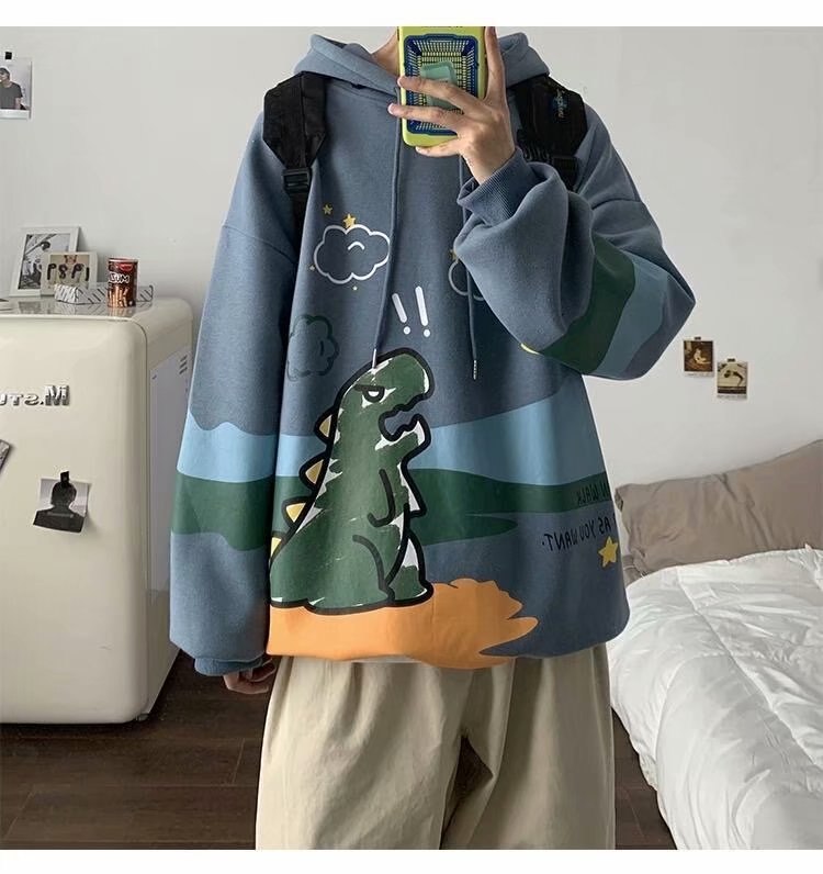 Winter Hoodie Women's Hip Hop Loose Hoodie Oversized Casual Letter Print Sweatshirt Women's Long Sleeve Top Printed Couple Wear