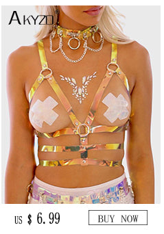 Pbong mid size graduation outfit romantic style teen swag clean girl ideas 90s latina aesthetic freaknik tomboy swaggy going out Women Laser Transparent PVC Caged Bra Body Harness Belt  Sexy Waist Belt Bondage Female Holographic Strap Top Waist Belts