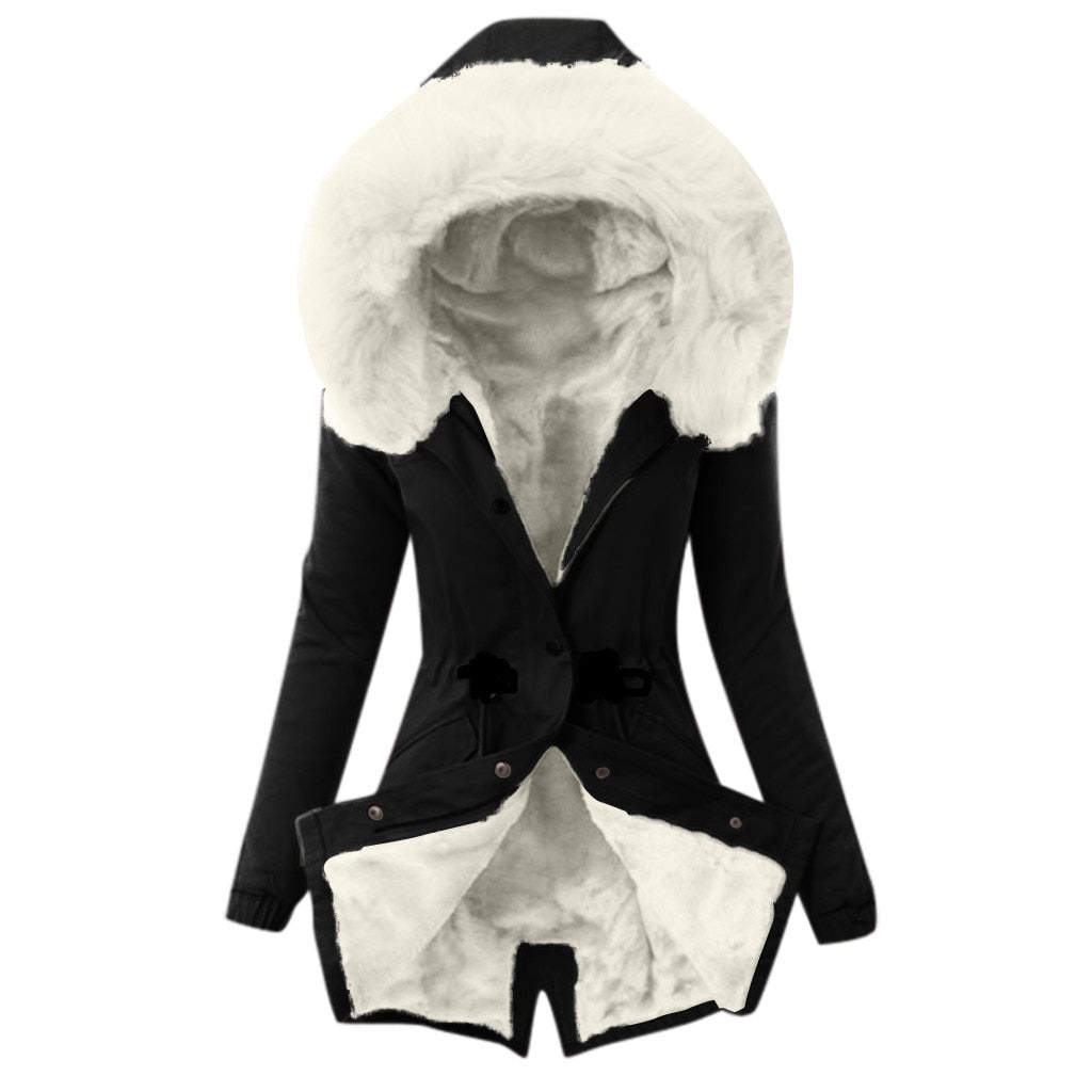 Winter Women Coat Ladies Fur Lining Coat Womens Winter Warm Thick Long Jacket Hooded Overcoat Fashion Parka Coat Jacket