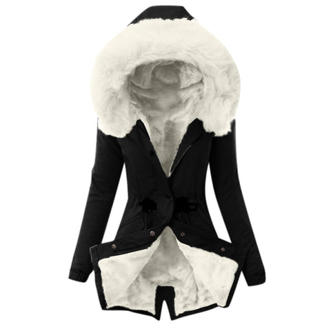 Winter Women Coat Ladies Fur Lining Coat Womens Winter Warm Thick Long Jacket Hooded Overcoat Fashion Parka Coat Jacket