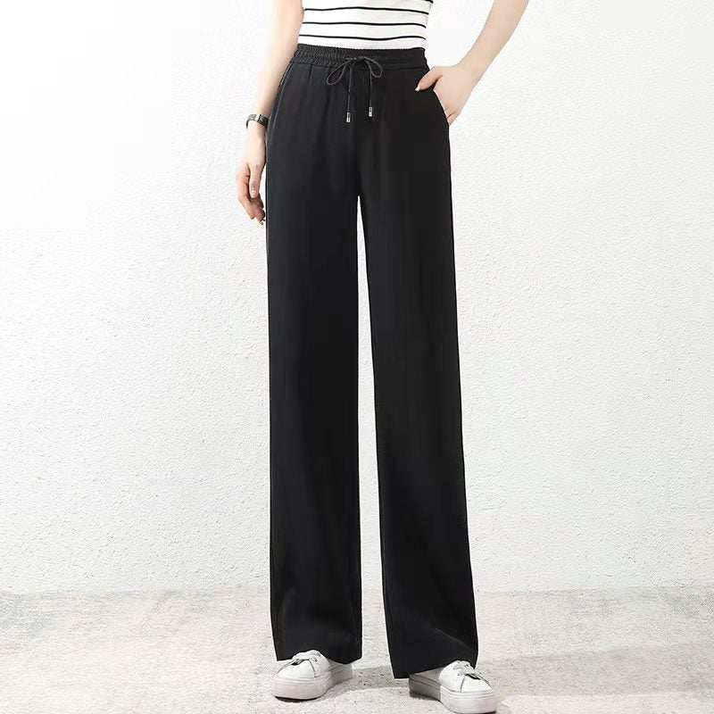 pbong Black Pencil Pants for Women Fashion Office Work Elegant Trousers  New Casual Slim Thin Korean Pockets Ankle-Length Pants