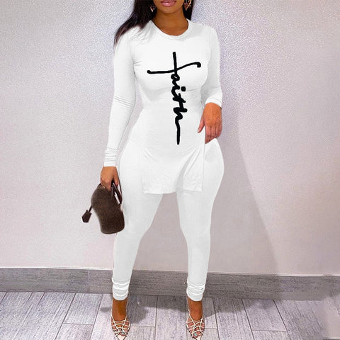 Pbong mid size graduation outfit romantic style teen swag clean girl ideas 90s latina aesthetic freaknik tomboy swaggy goinNew Tracksuit For Women Faith Letter Ribbed Knit Two Piece Set Casual 2 Pcs Outfits Long Sleeve Tshirts Pants Suit Matching Set