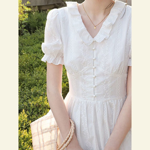 Summer Elegant Chiffon Dress Women French Style Sweet Lace-up Midi Kawaii Dress V-neck Korean Slim Designer Princess Dress