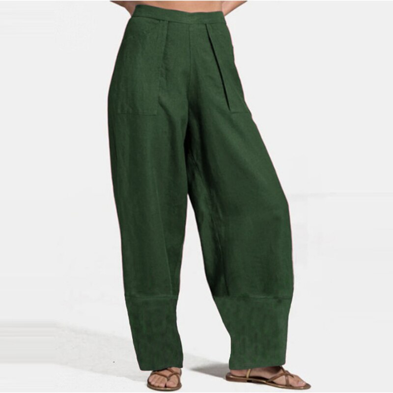 Autumn Winter Cotton Linen Fashion Women Wide-leg Pants New Casual Retro Solid Color Loose Long Trouser Elegant Streetwear Pants