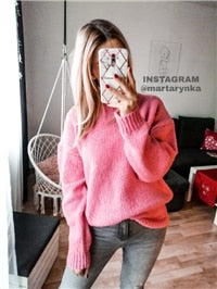 10 Colors Pink Women Sweater Womens Winter Sweaters Pullover Female Knitting Overszie Long Sleeve Loose Knitted Outerwear White