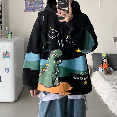 Winter Hoodie Women's Hip Hop Loose Hoodie Oversized Casual Letter Print Sweatshirt Women's Long Sleeve Top Printed Couple Wear