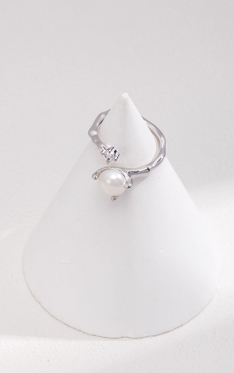 925 STERLING SLIVER PEARL OPEN RING