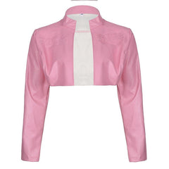 Pink PU leather motorcycle jacket