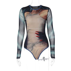 Stitched Mesh  painted bodysuit
