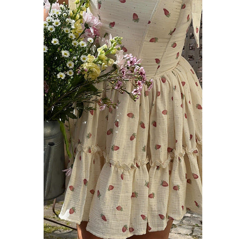 women's sexy summer floral dress female high-end suspender skirt slim ballet style puffy skirt