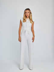 Sleeveless straight pants jumpsuit