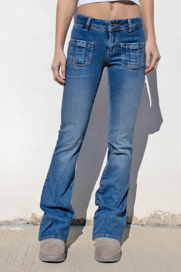 Kancan Noémie Patch Pocket Detail Bootcut Jeans