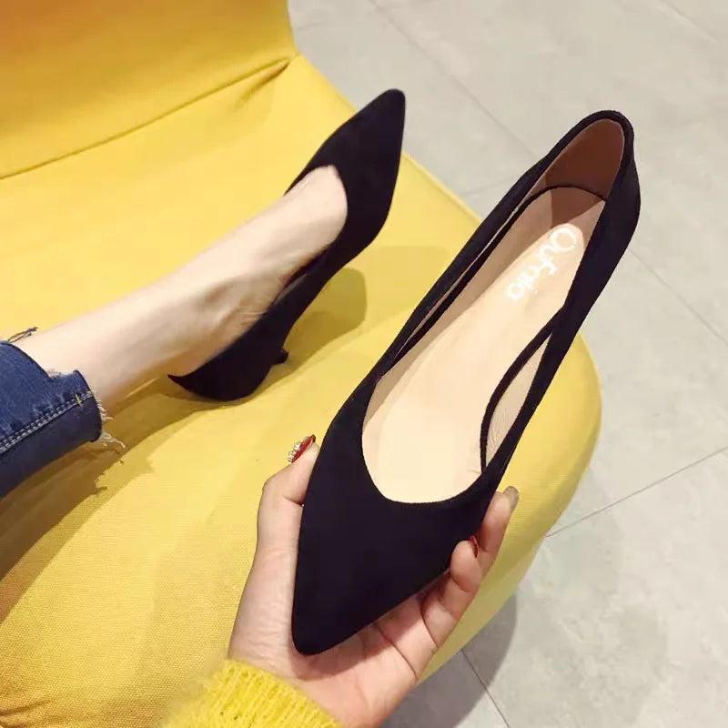 Fashion Office Lady Shoes Women Low Heels Pointed toe Fashion Brand Women Pumps Woman High Heels Black Red Leopard Shoes Shallow