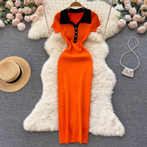 Chic Sexy Elegant Crochet Bodycon Midi Dress V Neck Turn Down Collar Slim Wrap Pencil Dress Korean Fashion Women Vestido New Y2k