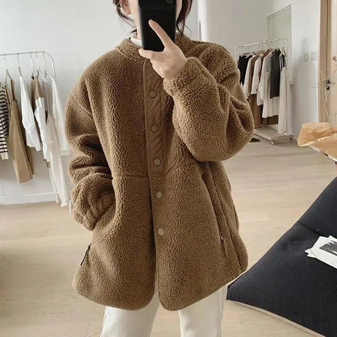 Winter Clothes Women Jackets for Women Lambwool Coat  Korean Fashion New In Loose OverSize Thick Parkas Long Sleeve Top Coats