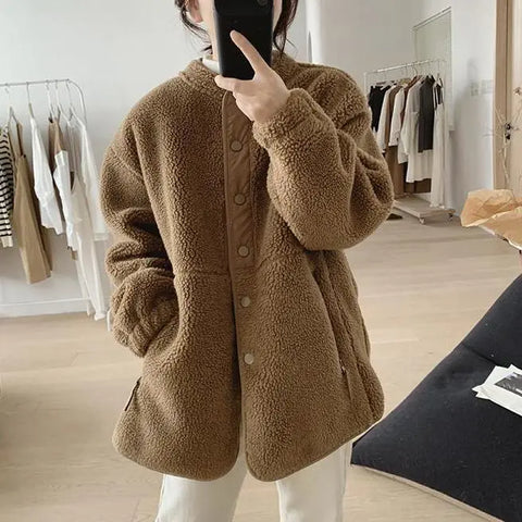 Winter Clothes Women Jackets for Women Lambwool Coat  Korean Fashion New In Loose OverSize Thick Parkas Long Sleeve Top Coats