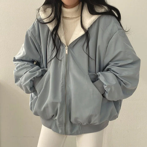 New Winter Jacket Women Parkas Warm Casual Clothes Long Jackets Both Sides Wear Hooded Fleece Thickened Parka Female