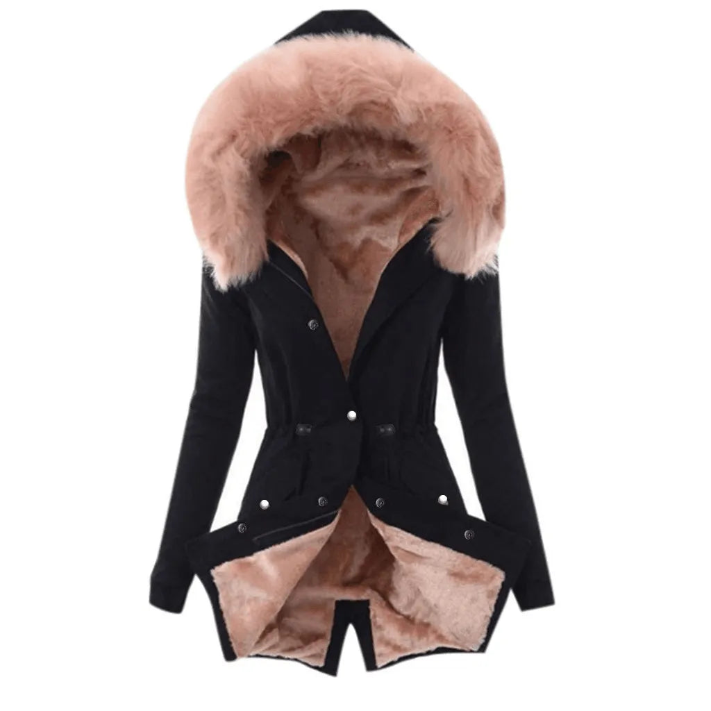 Autumn and Winter New Cotton Coat Hooded Slim Fit Warm Zipper Coat for Women