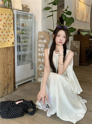 Summer New Small Fresh Simple Holiday Wind Breathable Cool Linen White High-waisted Skirt Women